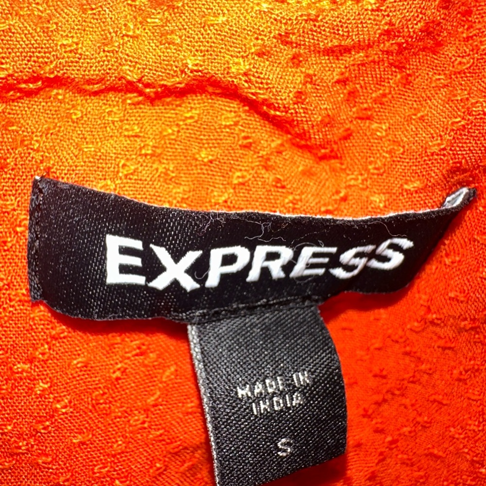 Express Vibrant Orange Women's Ruffle Top - Picture 2 of 3